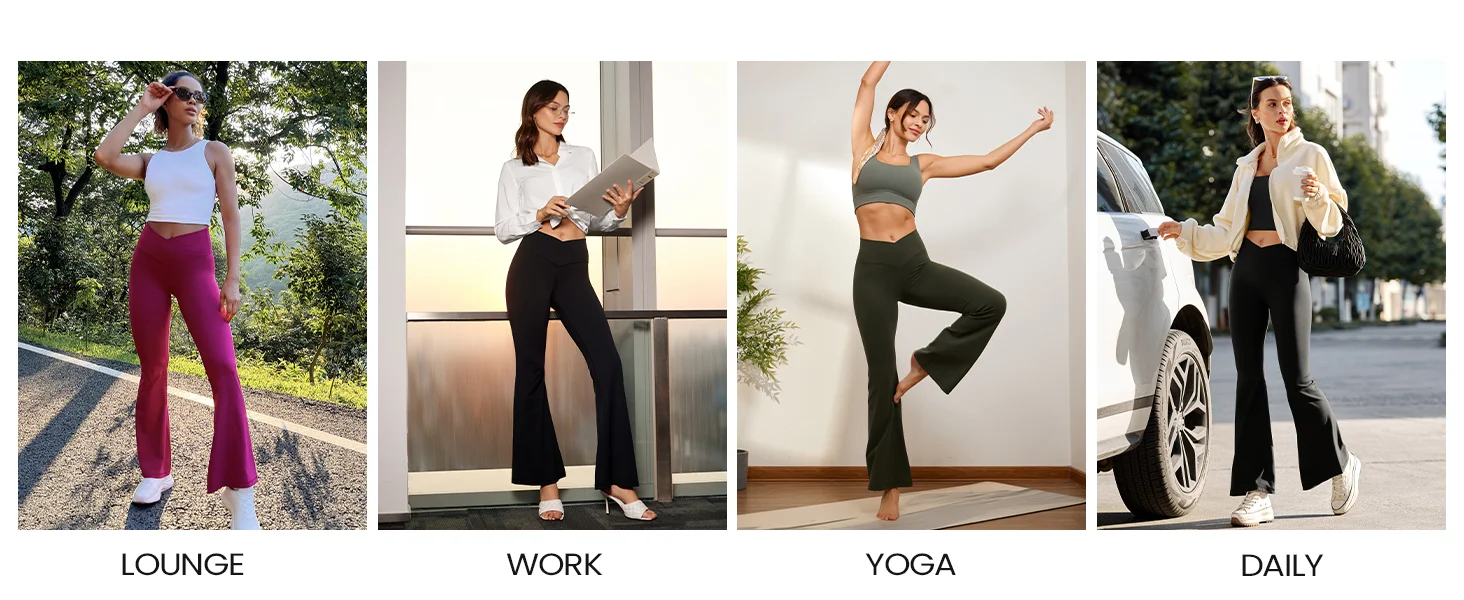 Yoga broek met hoge taille voor dames bootcut sportlegging_voghion.com