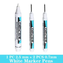 Versatile White Permanent Paint Marker Set - Pack of 3/5 for Creative Art Projects (1 2.5mm   2 0.7mm)