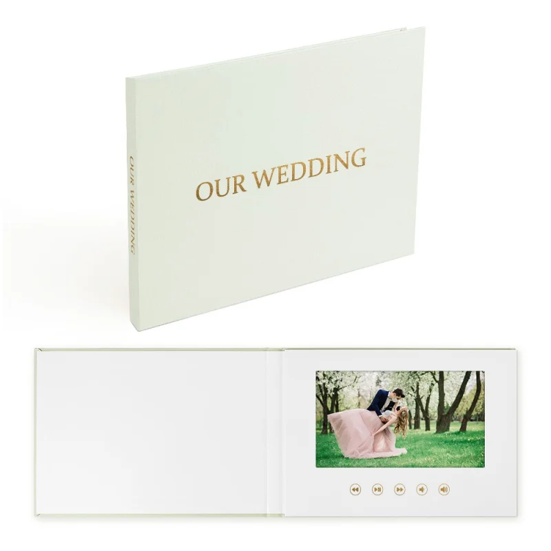 

Customizd Custom Business Card Video Book 5 7 10 inch IPS HD Screen Digital Mailer LCD Video Brochure linen hardcover video albu