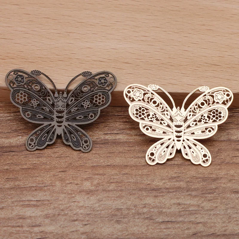 BoYuTe 황동 선조 나비 모양 시트, 쥬얼리 제작용 DIY 수제 재료, 35x27mm, 20 개/로트