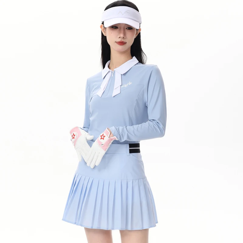 Golf Women's New Autumn Long Sleeved Slim Fit Wrinkle Resistant High-quality Temperament Short Skirt Outdoor Leisure Sports Set