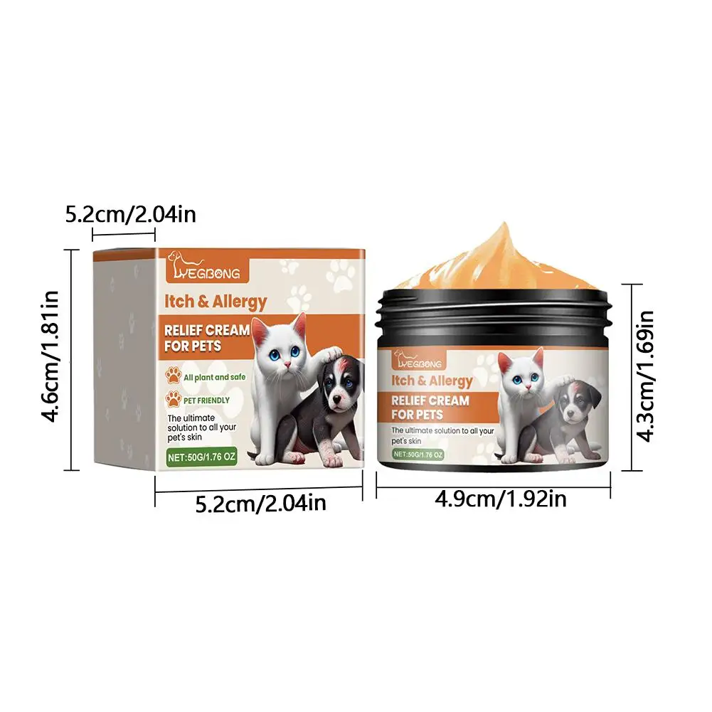 Pet Allergy and Itch Relief Cream for Dogs Cats Skin Health Care Cream 50g Skin Yeast Infections Ringworm Rashes pet paw cream