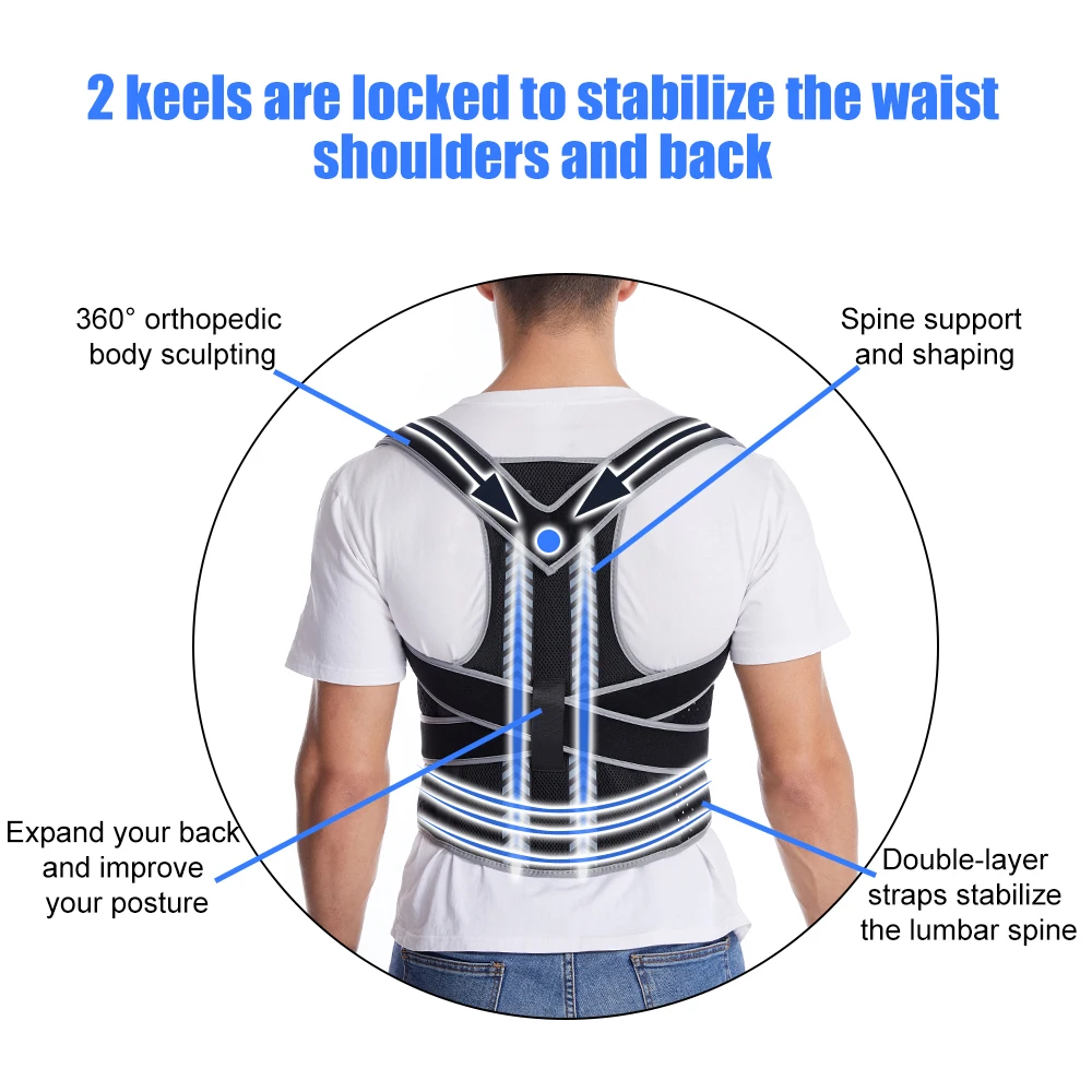 BraceTop Back Brace Posture Corrector, Back Braces for Upper and Lower Back  Pain Relief, Fully Back Support Improve Back Posture