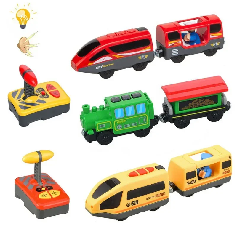 

RC Electric Train Set Toys for Kids Car Diecast Slot Toy Fit for Standard Wooden Train Track Railway Battery Christmas Trem Set