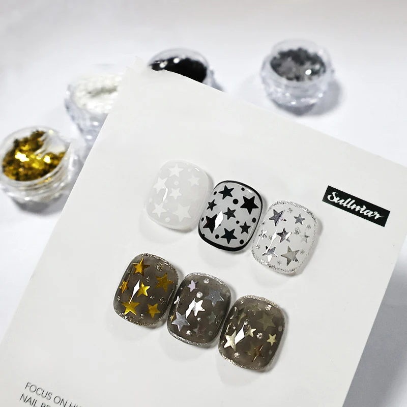 1Box Five Pointed Star Nail Mix Sequins Flash Nail Shining Mirror Flour Decoration Art DIY Art Enthusiasts