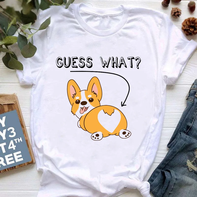 thumbnail image 1 of Bonita camiseta con estampado galés de Corgi para niños, ropa para niños y niñas, camiseta de manga corta de verano 2024 de Harajuku para niños, camiseta para amantes de los perros, 1 of 5