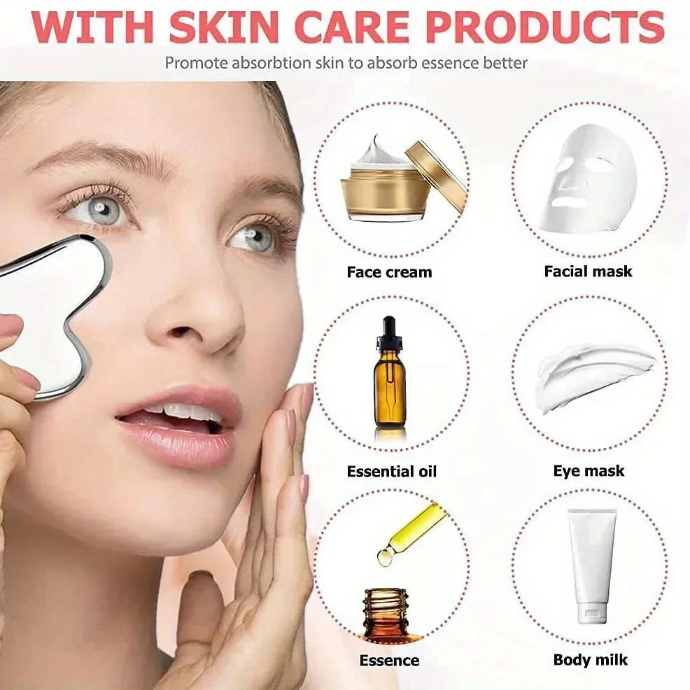 Reusable Ice Face Roller & Stainless Steel Gua Sha Set Facial Massager Face Massage Roller Face Lifting Beauty Skin Care Tools