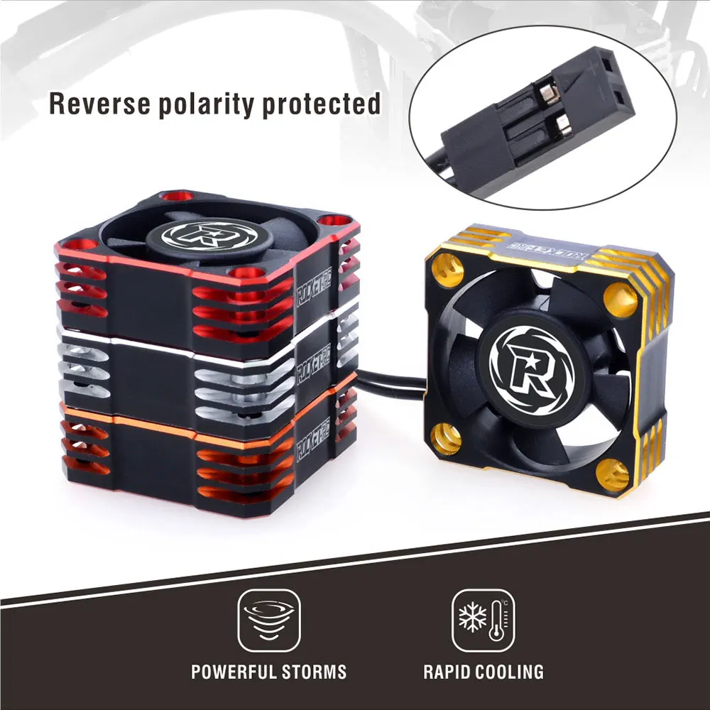 Moteur RC 40C noir 50mm pour voiture RC, vue de côté montrant les aimants