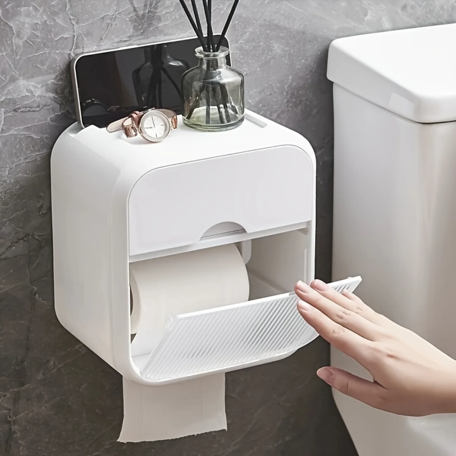 Waterproof Double Layer Wall Mounted Tissue Holder
