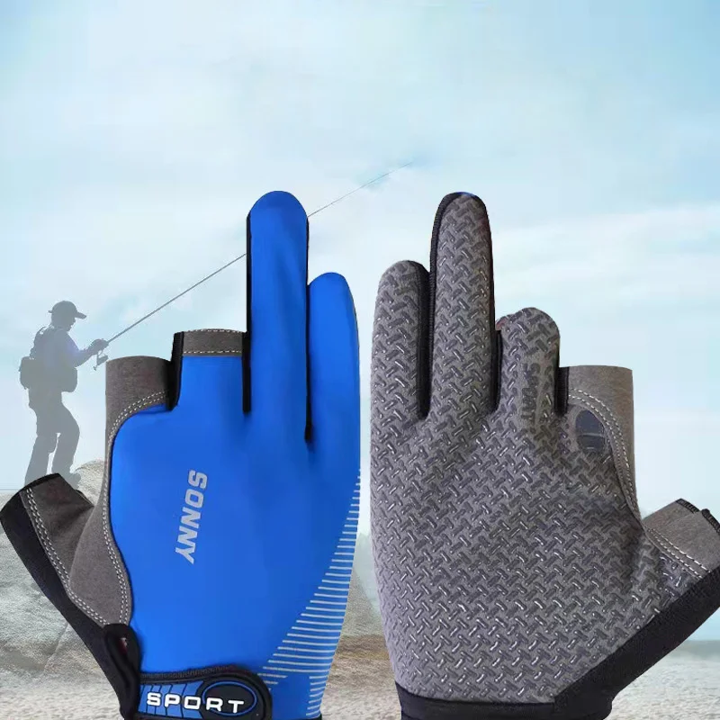 Men Women Summer Three Finger Letter Sport Fishing Sun Glove Sunscreen Non-Slip Quick-Drying Cycling Touch Screen Mitten N30