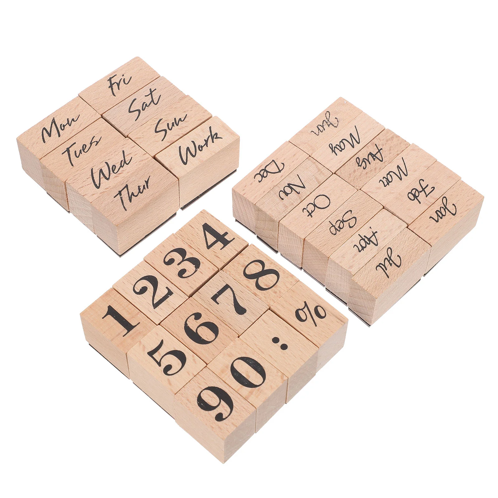 

32pcs Wooden Stamp Number Week Months Design Vintage Stamps for Craft Scrapbooking DIY (Number, Week, Month)