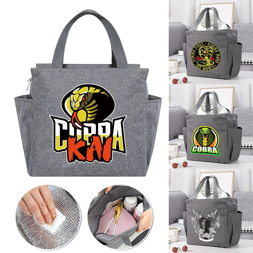 Insulated Lunch Bag for Women Kids Cooler Bag Thermal Bag Portable Lunch Box Large Capacity Tote Food Picnic Bags Cobra Pattern custom pattern insulated lunch box for shoulder kids thermal food fresh breakfast bag storage cooler tote student picnic bag