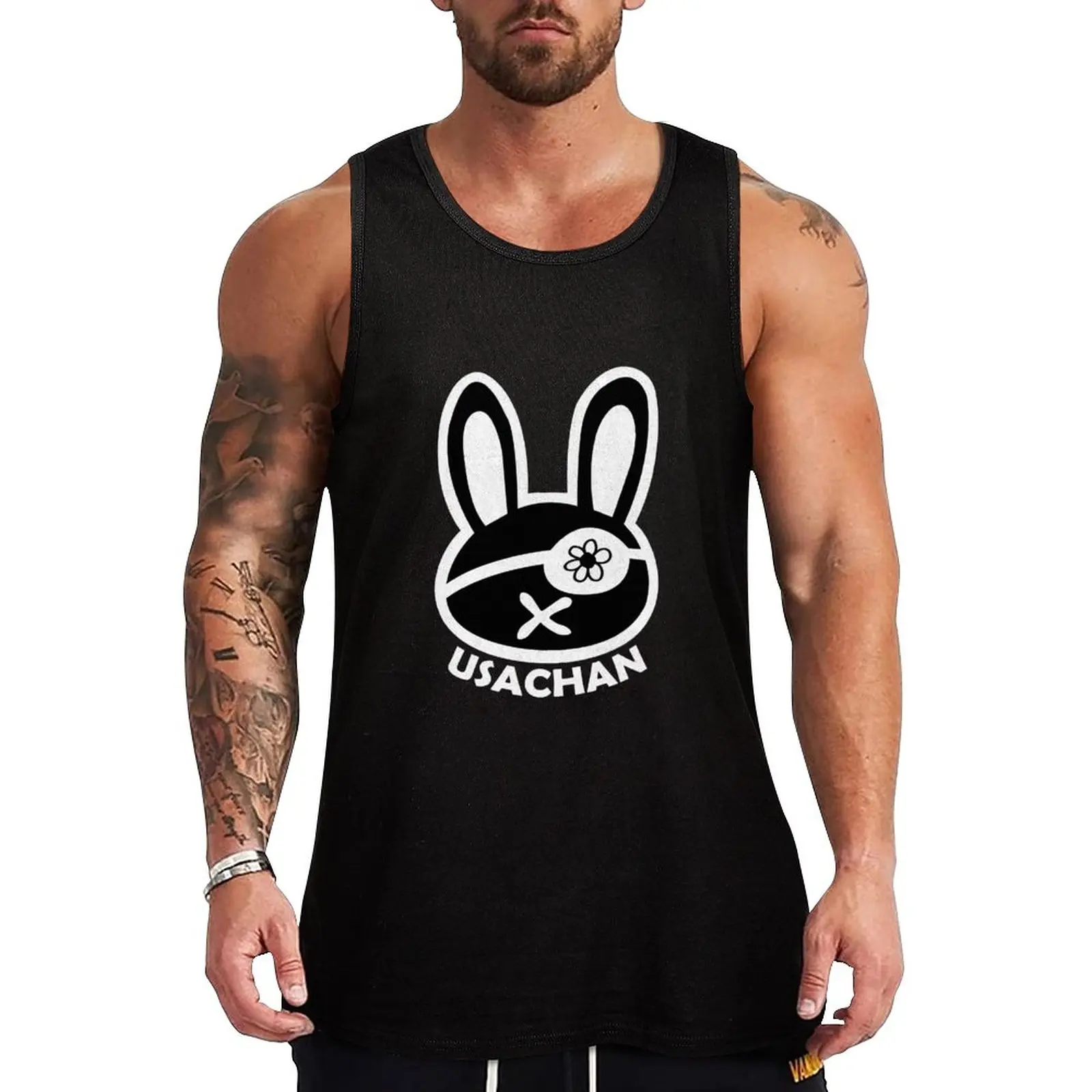 

New Buddha Usachan Bunny Rabbit Eyepatch Tank Top T-shirt male Japanese t-shirt sleeveless shirt man tops