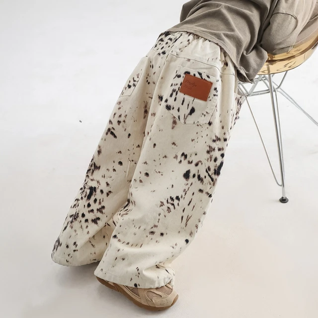 6410 Children Pants 2025 Summer Autumn New Boy's Pants Leopard-print Casual Trousers Loose Girl's Wide-leg Pants