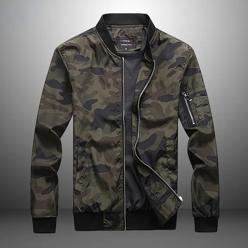 

Men's Camouflage Zipper Jackets Male Autumn Baseball Coats Camo Bomber Jacket Mens Sportswear Fashion Windbreaker Plus Size 7XL