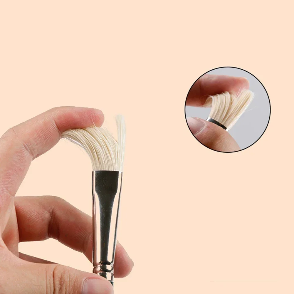 Single-support Paint Brush Flat-headed Pig Bristle Hair Water Gouache Oil Painting Pen Long Rod Art Students Color Art Supplies 4