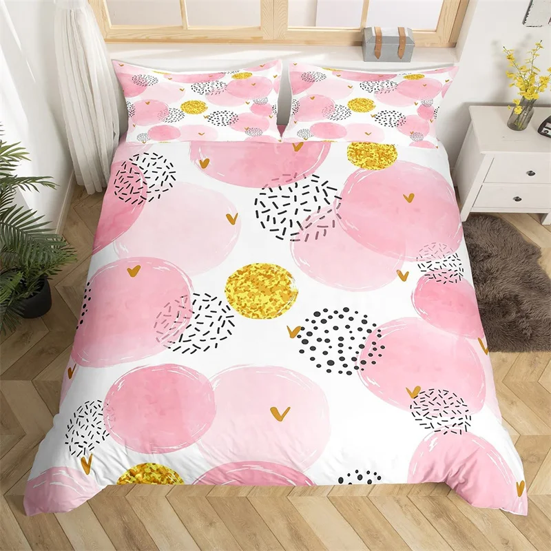 

Colorful Polka Dots King Duvet Cover Circles Print Bedding Set Microfiber Watercolor Dots Comforter Cover For Teen Girls Women