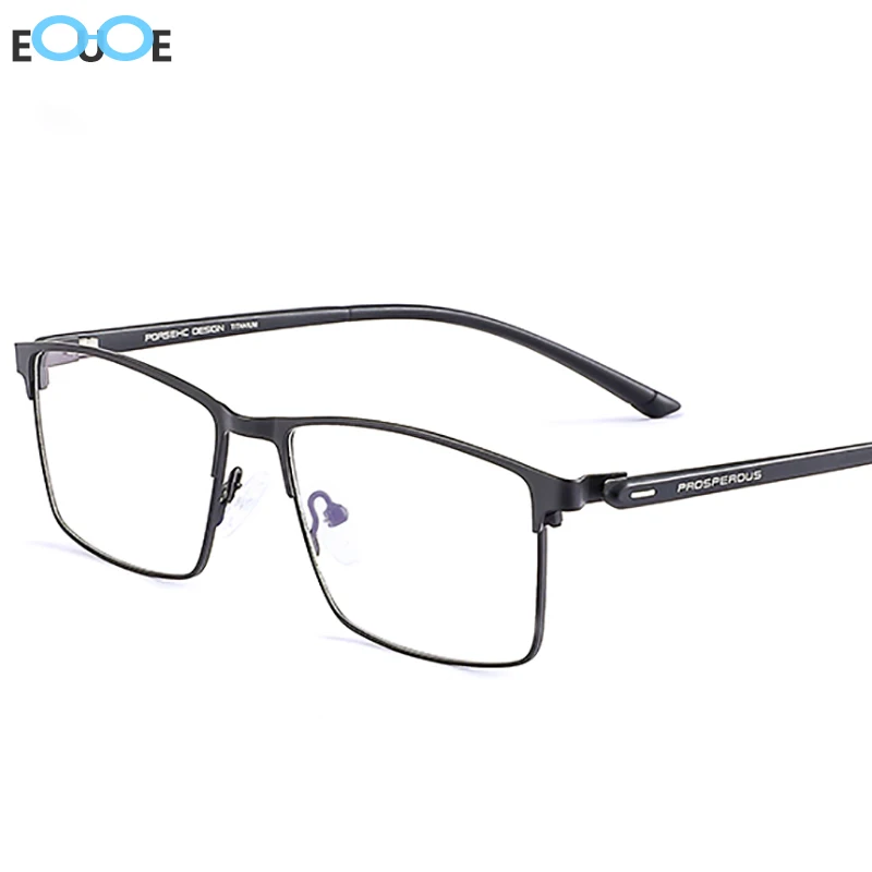 

Eoouooe Brand Men's Eyeglasses Metal Glasses Frame Filter Blue Light Myopia Hyperopia Progressive Rectangle Optical