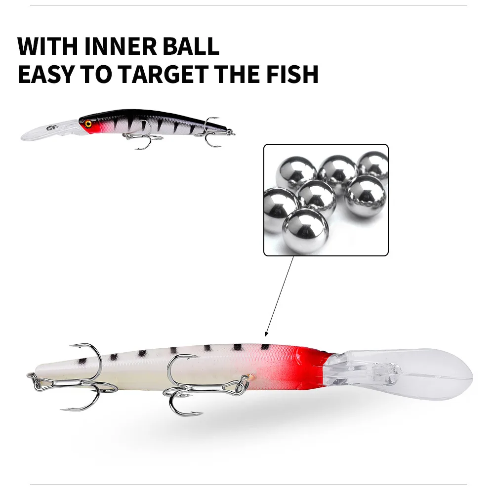 1Pcs Artificial Hard Bait Minnow Fishing Lures Treble Hook Laser