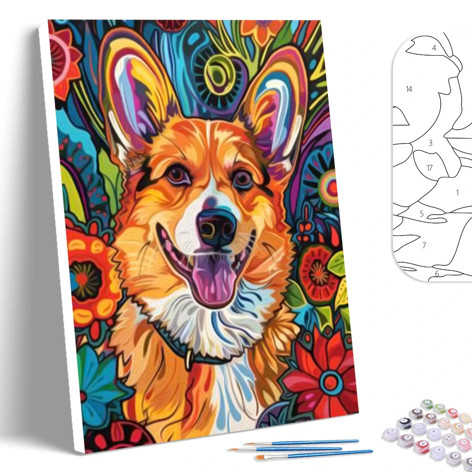 SDOYUNO-Paint By Numbers Dog Animals Hand Drawn Artwork With Frame Drawing On Canvas Arts Crafts With Frame Handicraft Wall Art