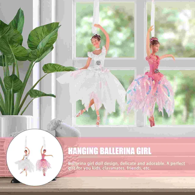 2 Db Balerina Lány Pózol Karácsonyfa Dekorációk Lógó Táncos Tánc Medál Asztalcape Fesztivál Díszek Plüss - Image 3