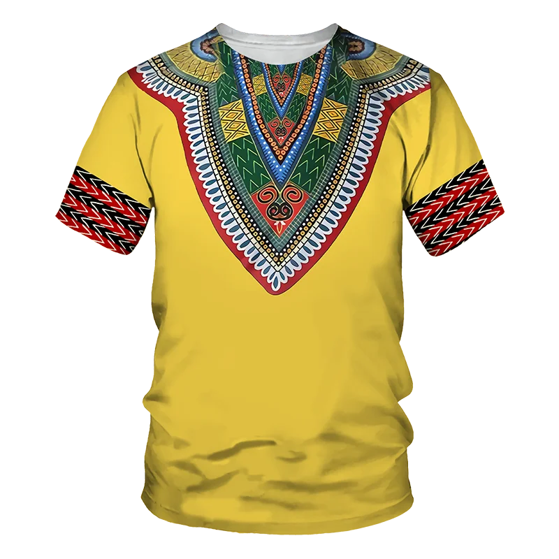 

Casual Men T Shirt Summer 2023 Harajuku African Traditional 3D Print T-shirt Short Sleeve Vintage Tops Unisex Clothing Camiseta