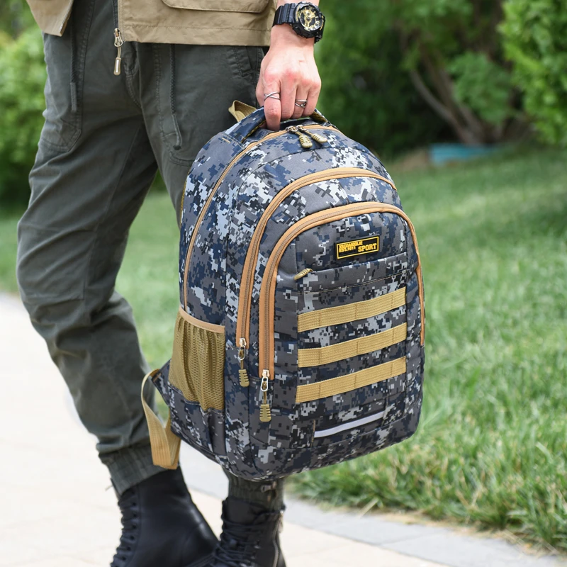 With a laptop compartment - a large-capacity travel and military camouflage backpack - suitable for hiking - a daily carry bag,