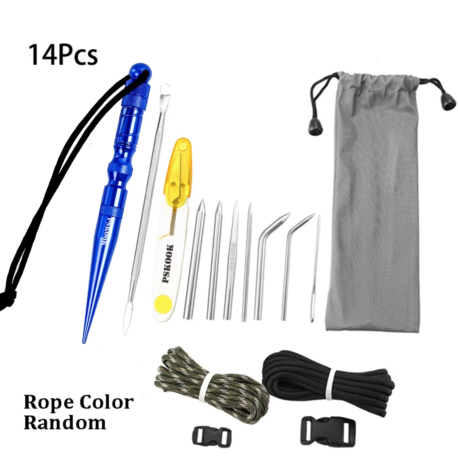 Set Attrezzi Per Paracord FID – 12 Pezzi In Acciaio Inox E Alluminio, Con Marlinspike, Aghi Curvi, Pinzetta E Forbici U, Per Intrecci E Lavori In Pelle