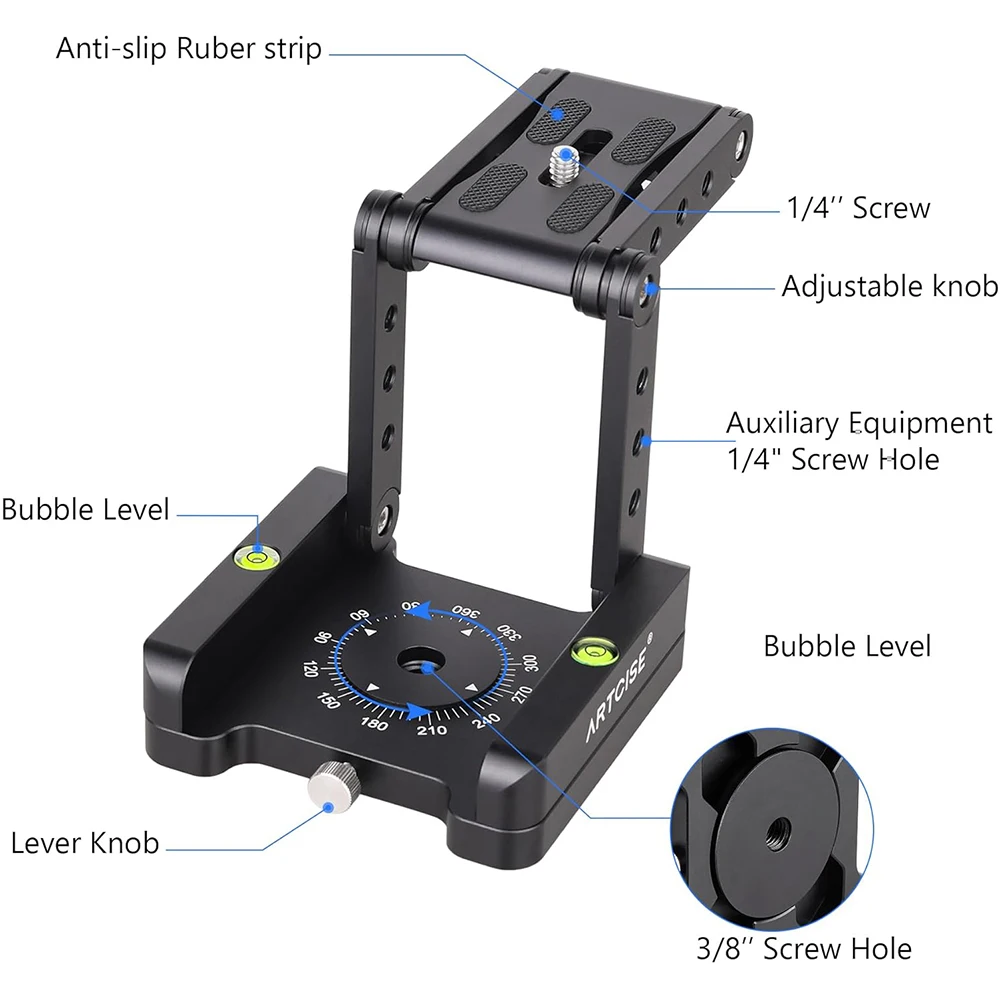 ARTCISE MH5 Z Flex Tilt tripod head aluminum alloy all metal flexible folding 360&deg; panoramic for Canon Nikon Sony DSRL camcorder