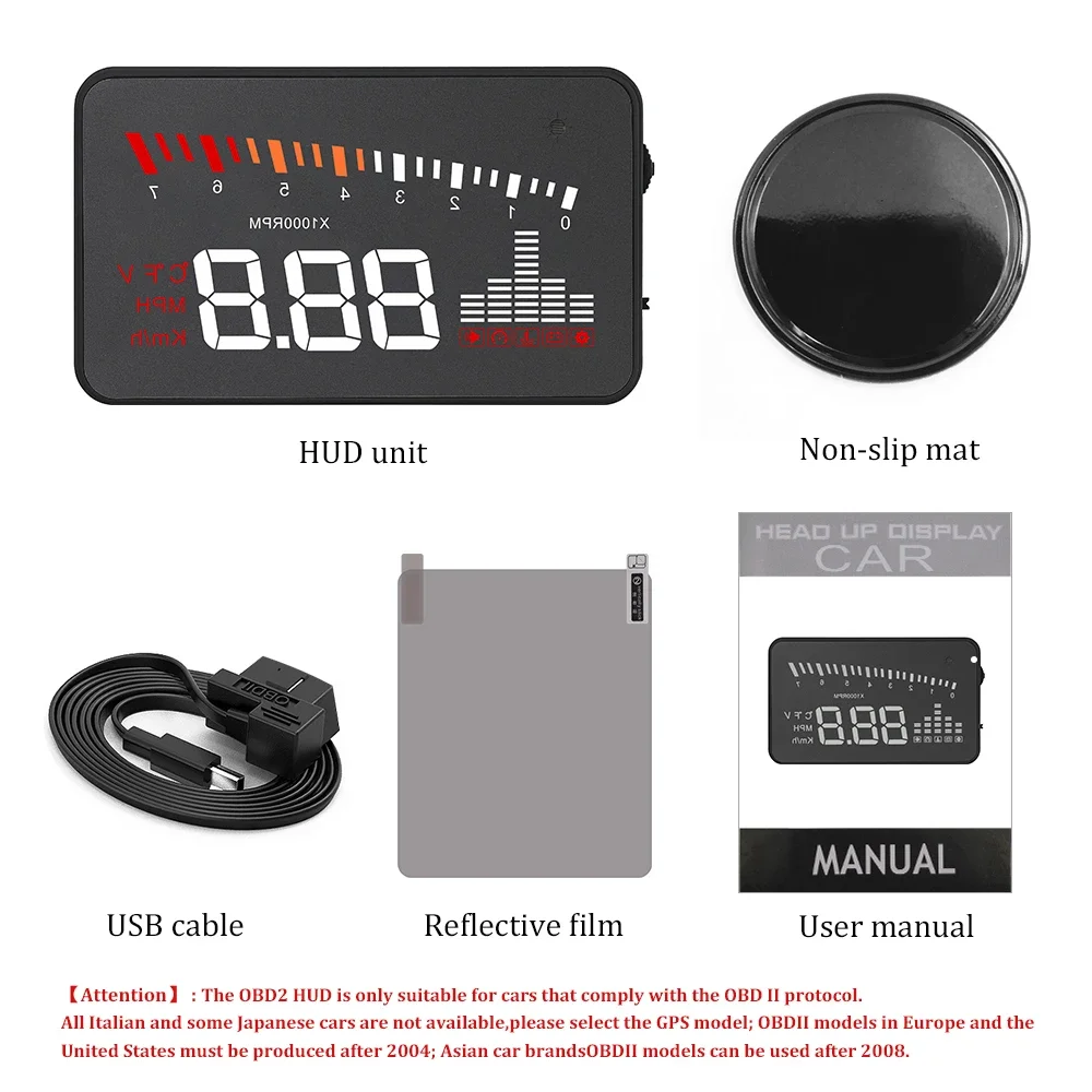X5 OBD2 HUD GPS ӵ ڵ  ÷, 12V    ǻ  , ڵ ׼, 3 ġ