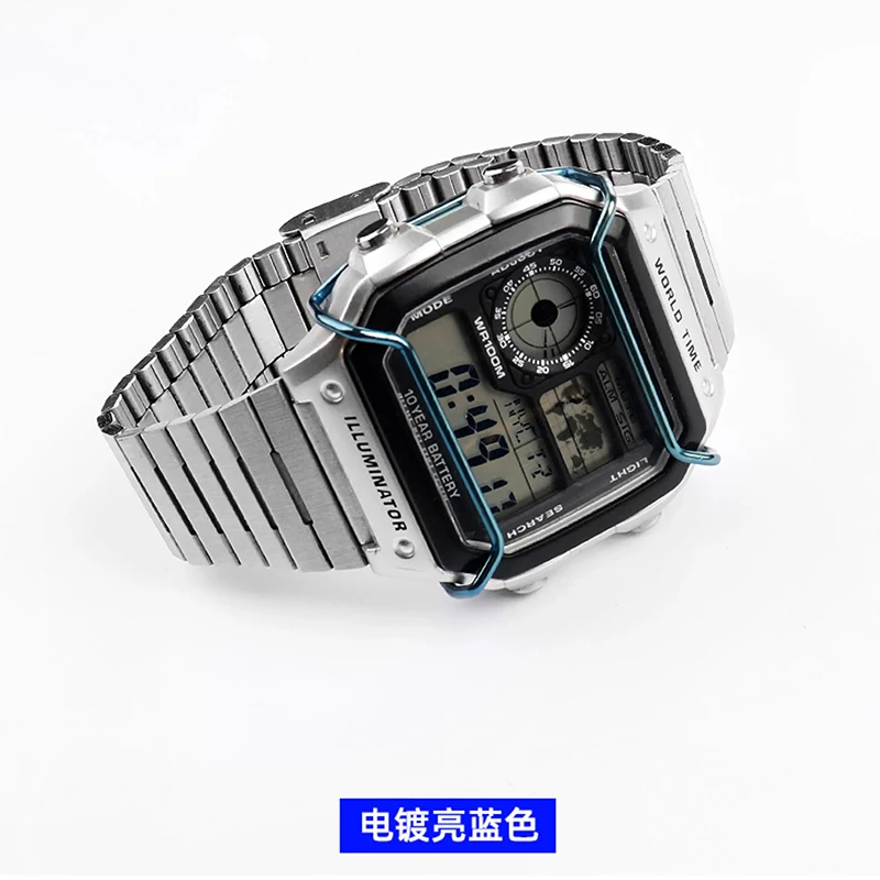 1200-Uhrengehäuse für CASIO GSHOCK AE 1200 AE1300, kleines quadratisches Herren-Metall, modifizierter Edelstahl, Antikollisions-Stoßstangenzubehör – Detail 8