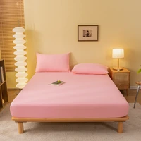 Solid Color Fitsheet With Elastic Band Bedsheet High Quality Fitted Sheet Single Double Twin Queen Size Mattress Cover 2