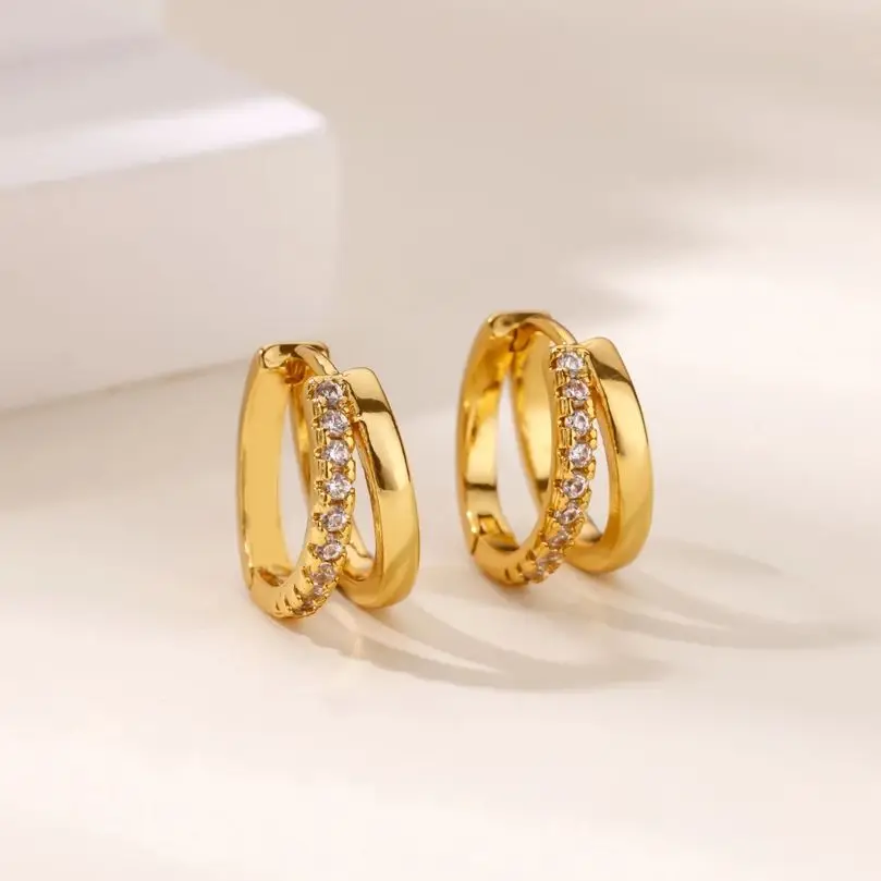 Stainless Steel Gold Color Circle Hoop Earrings for Women