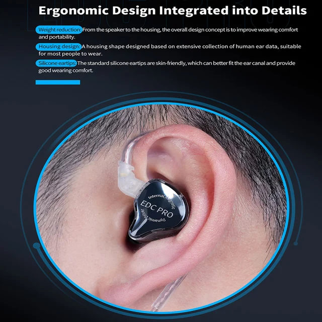 2024 KZ EDC PRO HIFI Best In-ear Wired Earphone Earbuds Large Dynamic Drivers Monitor Headphone 3