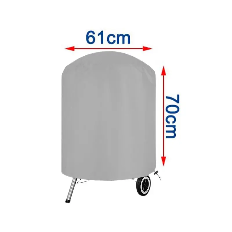 210D Cloth Round Grey Outdoor Grill Cover Fire Pit Stove BBQ Covers Waterproof Heavy Duty Garden Electric BBQ Protection Hood