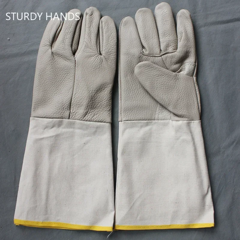 One Pair Lengthen Fireproof Heat Resistant Cow Leather Gloves Welding Work Gloves Protective For Welders Against Scalding protective gloves,safety gloves