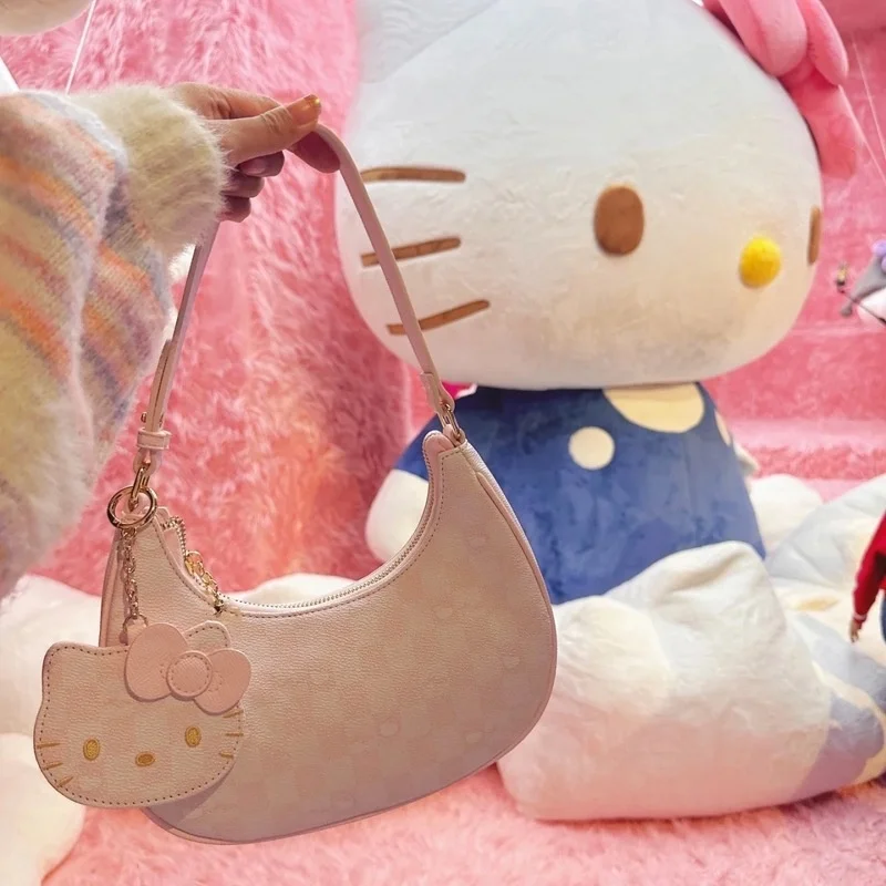 

Милая сумка Hello Kitty для подмышек мультяшная девочка Kitty универсальная ручная сумка с подвеской в Корейском стиле сумка через плечо женские подарки