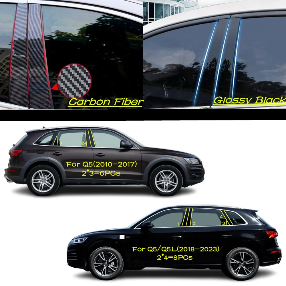 

Car PC Material Pillar Post Cover Door Trim Window Molding Sticker Plate Accessories For Audi Q5 Q5L 2010 2011-2018 2019-2023