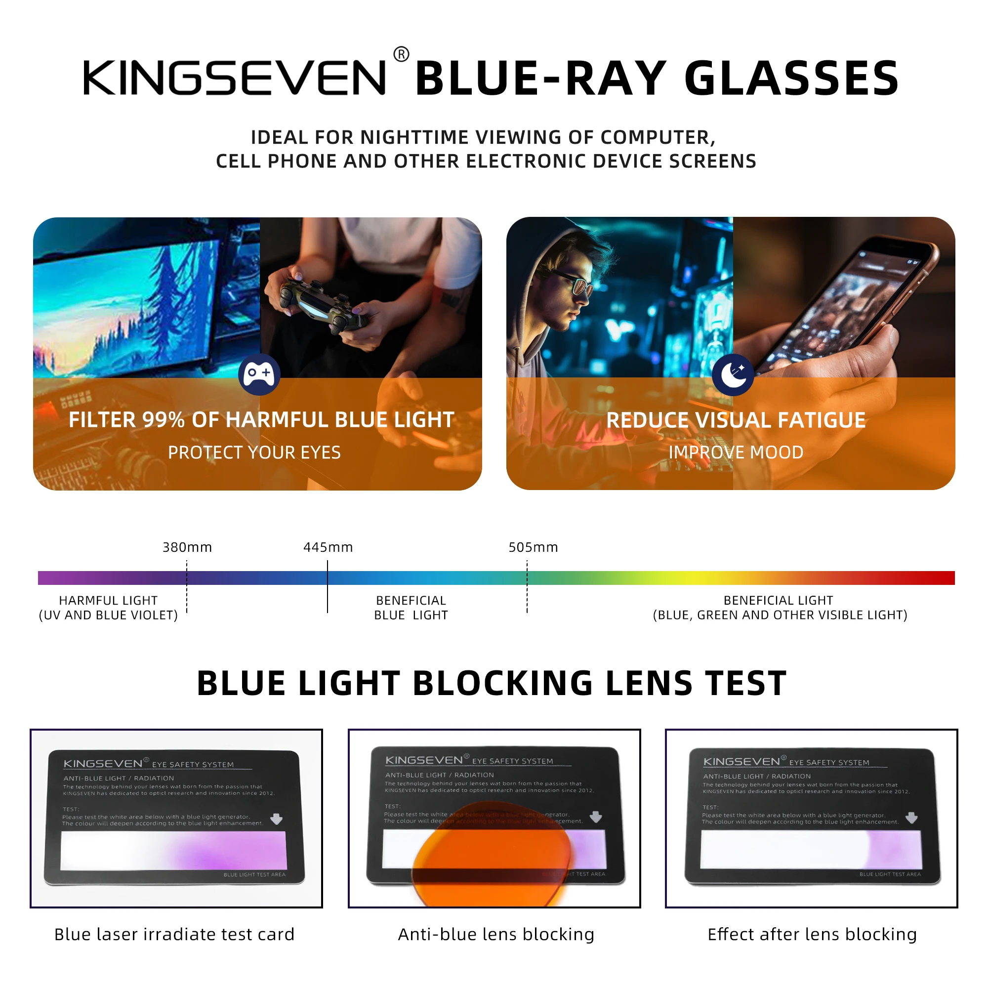 KINGSEVEN New 99% Anti-Blue Ray Glasses Transparent Lens Eyeglasses Men Women Computer Blue Light Blocking Decorative Eyewear 5