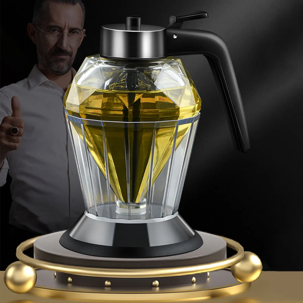 AMYSTY 200ml Servire Miele Sciroppo Contenitore, Dispenser Miele Sciroppo, Dispenser di Miele in Vetro antigoccia Dispenser di sciroppo per condimento per Utensili da Cucina(Size:200ml