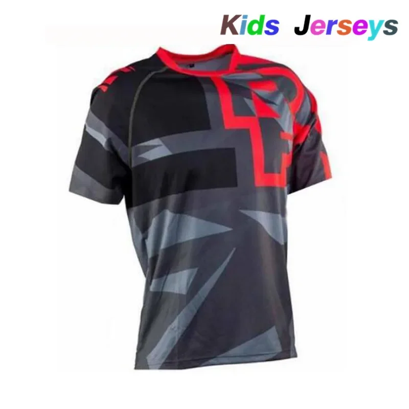 Kids Short Sleeve Motocross Cycling Jersey Offroad Bicycle Jersey MTB Downhill Shirt Boys Breathable Mountain Bike Clothing