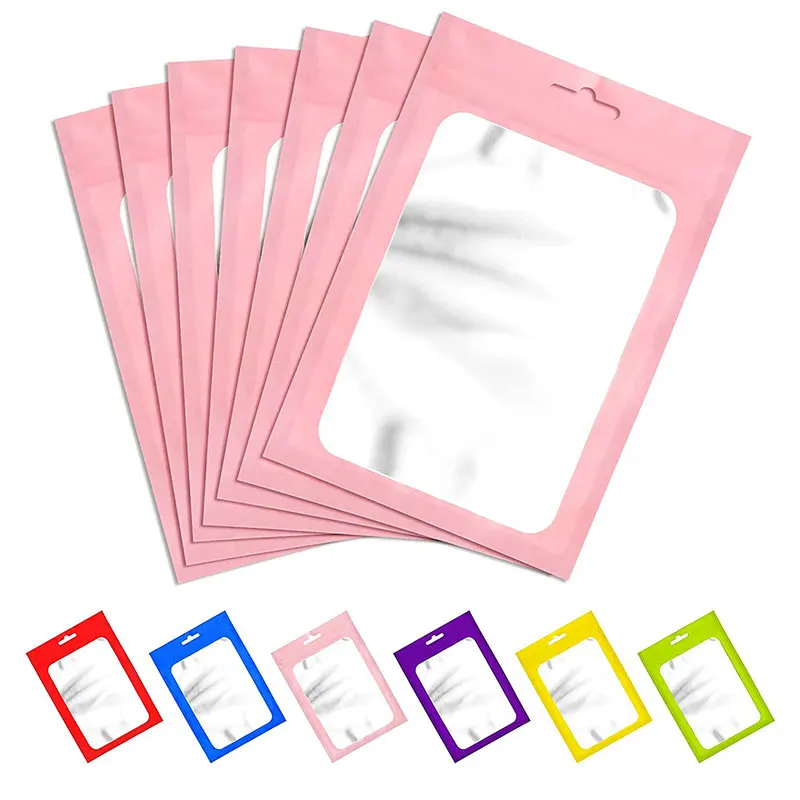 50pcs Self Seal Zipper Plastic Bags Retail Packaging with Clear Window for DIY Jewelry Display Reusable Ziplock Hanging Pouches 50pcs 2 5x3 5cm earring cards kraft paper card earring display tags self seal bags for diy jewelry packaging retail price lables
