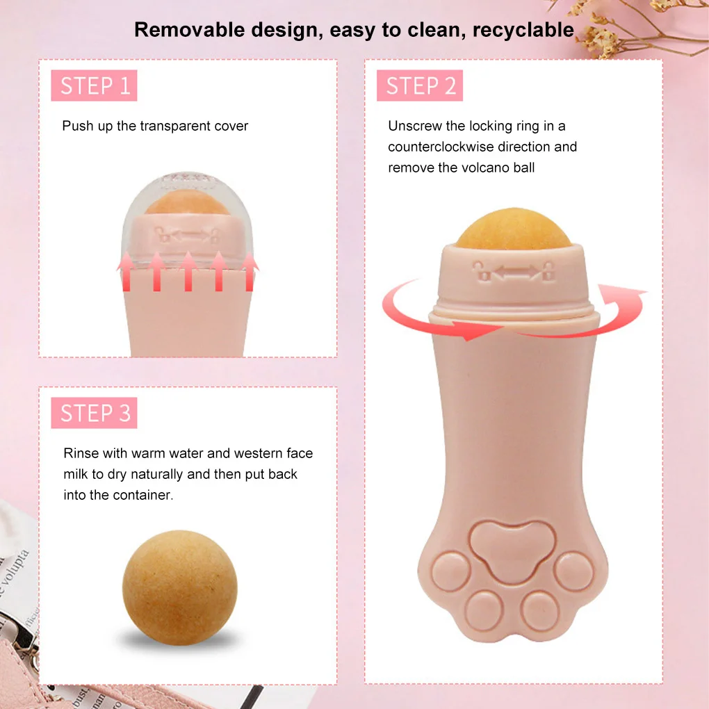 Katzenkralle Gesichtsöl-Absorptionsrolle Vulkangestein Gesichtsöl-Kontrollrolle T-Zone Ölentfernungsball Hautpflege Make-up Hautpflege_voghion.com