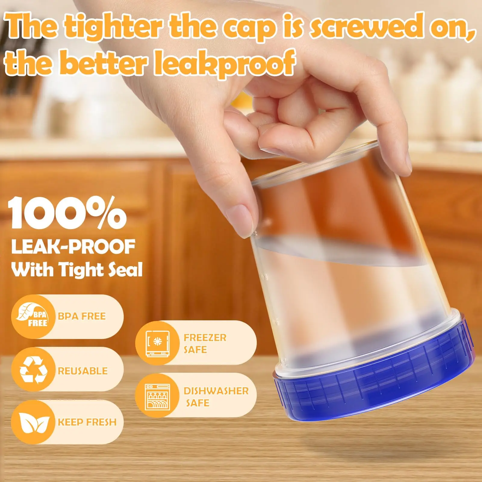 Food Storage Container 10 packs 4oz Salad Dressing Container with Lids Leakproof Screw Reusable Stackable Plastic Dip Sauce Containers