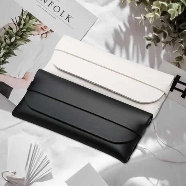 Étuis à lunettes en cuir souple et élégant noir et blanc, sacs de Protection pour lunettes, accessoires de voyage pour hommes et femmes élégants 1