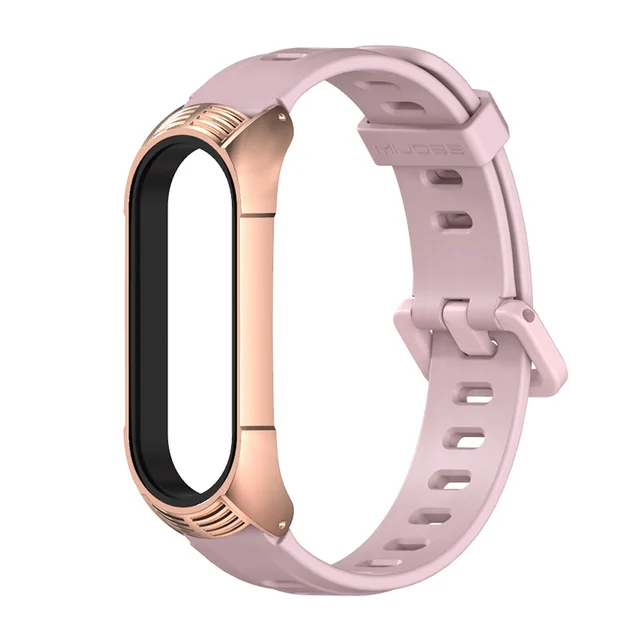Strap for Mi Band 6 5 4 3 Metal Milanese Bracelet On Mi Band 4 Wristband Stainless Steel Mi Band6 Strap For Xiaomi Miband5 4 3 TF Rose gold Pink