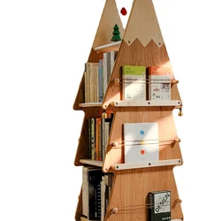 Estantería giratoria de árbol de Navidad para niños, estantería de madera maciza de 360 grados, almacenamiento multicapa, Zoo
