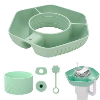 Snack Bowl for Stanley Cup Silicone Snack Tray Compatible with Stanley Cup Quencher Tumbler with Handle