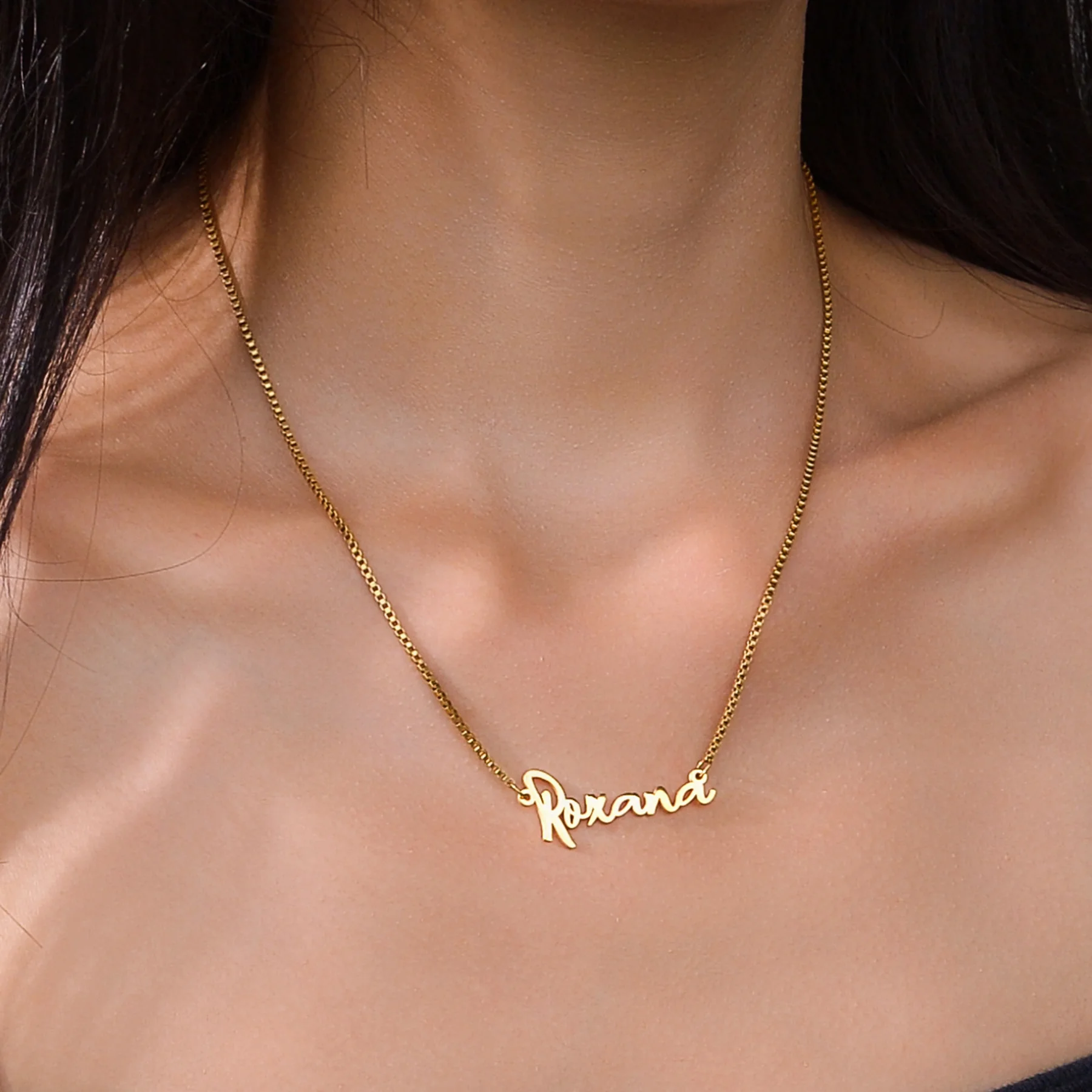 

Trendy Customize Name Stainless Steel Jewelry Box Chain Pendant Necklaces Accessories for Women Personalized Birthday Party Gift