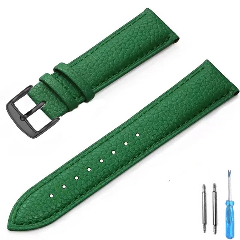 Premium Genuine Leather Watch Band with Tool – High-Quality, Unisex Watch Strap